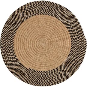 YZZY Woven Jute Rug 17 Inch Braided Round Rug Area Rugs for Farmhouse, Living Room, Kitchen, Entryway - Indoor & Outdoor Decorative Floor Rug