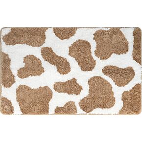 Cow Print Bathroom Rugs, Soft Thick Microfiber, Funny Cute Animal Print Bath Decor Rugs, 20"x32" Flocked Carpet Bathtub Mats, Water Absorbent Non Slip Mat for Shower (Khaki)