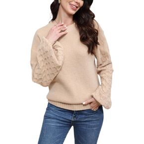 Women's 2024 Long Sleeve Pullover Sweater Top, Solid Cable Knit Chunky Oversized – Fashionable & Cozy Winter Outfits