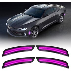 مصابيح LED للعلامات الجانبية من D-Lumina عدسات مدخنة لسيارة Chevy Camaro 2016-2024، مصابيح المصد الأمامي والخلفي للجيل السادس من Camaro باللون الوردي والأرجواني، عبوة من 4 قطع in Kuwait