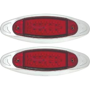 [Qty 10] [12-LED AMBER] [6.7" x 2.2"] Side Marker Amber Light with Chrome Bezel, Universal LED Clearance Markers for Truck Trailer Boat ATV Marine Marker lights 12V High Brightness Side Marker Lights