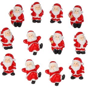 DOITOOL 12PCS Mini Christmas Santa Claus Ornaments Christmas Miniature Figurines Resin Santa Claus Figurines Christmas Micro Landscape Decorations for Xmas Party Decoration