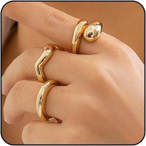 Chunky Gold Rings for Women Adjustable 18K Gold Statement Ring Chunky Silver Rings Punk Jewellery Accessorie