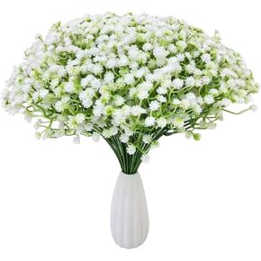 FOTN 60PC Baby Breath Artificial Flowers - Babies Breath Flowers Artificial Bulk Faux Flowers Bouquet White Flores Real Touch Fake Flowers Arrangements Wedding Centerpieces Tables Decorations