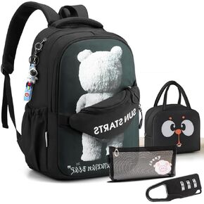 Lightweight School Bag College Laptop Backpack for Men Women Travel bag High School Middle Bookbag for Boy Girls (black)