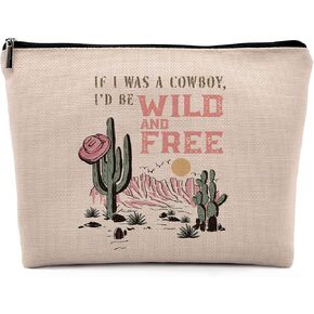 Pink Cowgirl Cosmetic Bag, Western Supplies for Women Makeup Bag for Purse, Western Makeup Bag, Long Live Cowgirls Preppy Gifts Cowgirl Gifts Pouch Bags, Western Bags for Women
