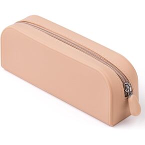 Silicone Makeup Brush Holder Travel Cosmetic Bag, Portable Cosmetic Face Brushes Holder with Zipper, Large Travel Makeup Brush Case