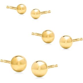 RS Pure by Ross-Simons 14kt Yellow Gold Jewelry Set: 3 Pairs Of 3-5mm Ball Stud Earrings