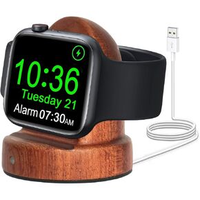 Nightstand Organizer Compatible with Apple Charging Station,Dual Wireless Charger Wood Phone Docking Station,Charge 2 Phones Airpods iWatch,Phone Charger Stand,Cologne Organizer for Men,Gifts for Dad