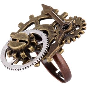 Awmnjtmgpw 925 Sterling Silver Unique Retro Personality Mechanical Steampunk Gear Clock Men's and Women's Universal Opening Adjustable Ring