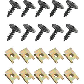 Bumper Clips,Car Accessories U Clips,Automotive Clips U Nut Clips,10 Sets Fender Liner Splash Shield Bumper Cover Screws,Automotive U Nut and Screw Clip Replacement,Replace #N90974701