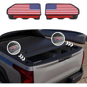 for GMC Sierra&Chevy Silverado Bed Rail Stake Pocket Covers,for GMC Sierra/Chevy Silverado 1500 Accessories(2019-2024),2500/3500HD 2020-2024,USA Flag Truck Caps Rear Holes Plugs Covers(2PCS,Black)