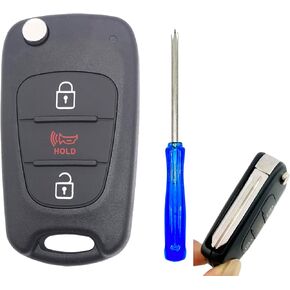 Flip Folding Replacement Key Fob Cover fit for 2010-2013 Kia Soul 2012-2014 Kia Rio Sportage Keyless Entry Key Fob Case Shell & Right Blade (1)