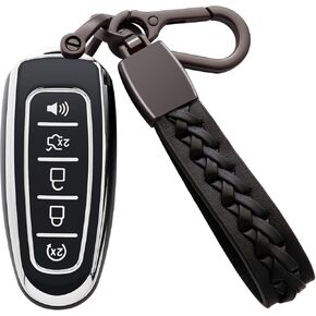 for Ford Key Fob Cover Soft TPU with Keychain Keyless Protective Key Fob Shell for Ford C-Max Edge Expedition Escape Explorer Flex Focus Taurus Lincoln MKS MKX MKT Navigator 5 Button, A-Black