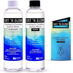 Art ‘N Glow Epoxy Resin for Clear Casting and Coating - 16 Ounce Kit - Perfect for Molds, Crafts, Tumblers, Jewelry, Wood - Food Safe, Non Yellowing, Bubble Free, and Made in The USA