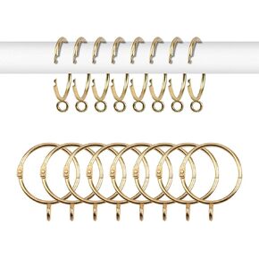 INCREWAY Curtain Rings, 16 Pcs 1.5 Inch Inner Diameter Open Metal Curtain Rings with Eyelets Decorative Drapery Window Eyelet Rings, Gold