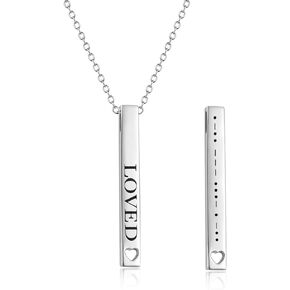 Sterling Silver Morse Code Necklace, Secret Message Jewelry Gifts for Women