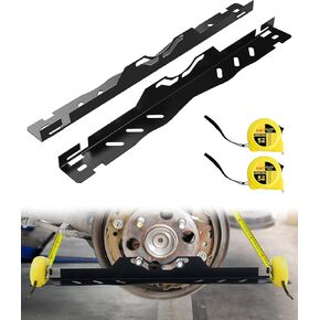 Toe Alignment Tool Plates 2pcs, Wheel Alignment Tool Includes Two 5m Metal Tape Measure, Car Front End Alignment Tool for Cars, DIY Toe Alignment Plate Takes Fast, Accurate Measurements, Black