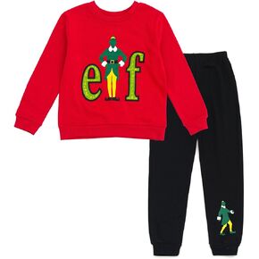 مجموعة ملابس من سويت شيرت صوف وسروال رياضي من Elf Christmas للأطفال الصغار إلى مقاسات الأطفال الكبار (5-18-20)