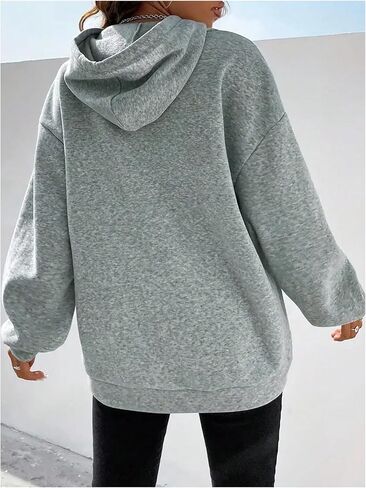 Women's Plus Size Hoodies Drawstring Zipper Slit Hooded Neck Long Sleeve Sweatshirts in Saudi Arabia