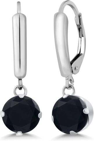 أقراط متدلية على شكل قطرة من الأحجار الكريمة على شكل قلب من Gem Stone King للنساء | 925 فضة استرلينية | جولة 6 ملم | هدايا مجوهرات راقية لأمها وزوجتها in Saudi Arabia
