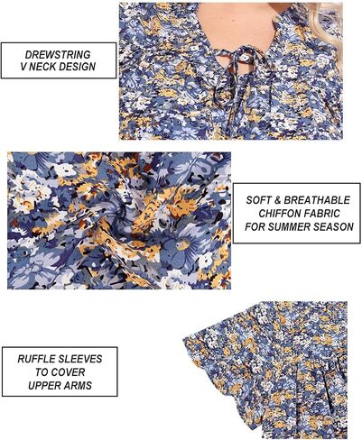 RITERA Plus Size Blouse for Women V Neck Short Sleeve Tops Pullover Flower Pattern Shirts Oversize Tunic 12W-28W Xl-5Xl in Saudi Arabia
