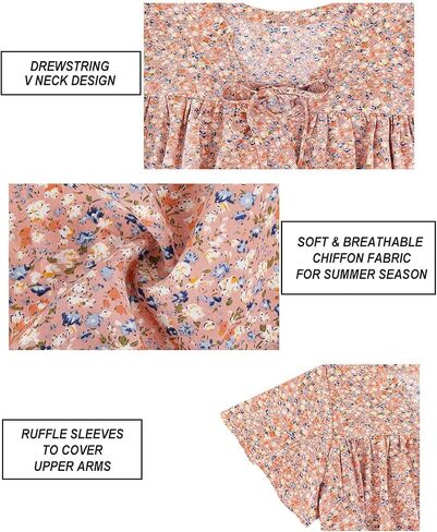 RITERA Plus Size Blouse for Women V Neck Short Sleeve Tops Pullover Flower Pattern Shirts Oversize Tunic 12W-28W Xl-5Xl in Saudi Arabia