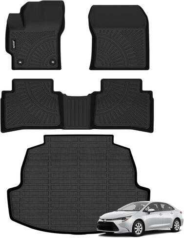 Jenofa-Floor Mats for Corolla 2008-2013 Floor Liner Waterproof All Weather Car Mats Custom Fit Corolla Durable TPE Rubber High Edge Protection Car Mat for 2013 Corolla Accessories Black in Saudi Arabia