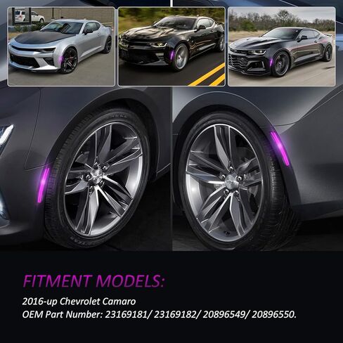 مصابيح LED للعلامات الجانبية من D-Lumina عدسات مدخنة لسيارة Chevy Camaro 2016-2024، مصابيح المصد الأمامي والخلفي للجيل السادس من Camaro باللون الوردي والأرجواني، عبوة من 4 قطع in Kuwait