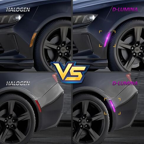 مصابيح LED للعلامات الجانبية من D-Lumina عدسات مدخنة لسيارة Chevy Camaro 2016-2024، مصابيح المصد الأمامي والخلفي للجيل السادس من Camaro باللون الوردي والأرجواني، عبوة من 4 قطع in Kuwait