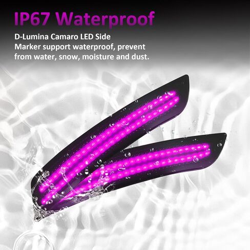 مصابيح LED للعلامات الجانبية من D-Lumina عدسات مدخنة لسيارة Chevy Camaro 2016-2024، مصابيح المصد الأمامي والخلفي للجيل السادس من Camaro باللون الوردي والأرجواني، عبوة من 4 قطع in Kuwait