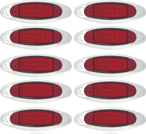 [Qty 10] [12-LED AMBER] [6.7" x 2.2"] Side Marker Amber Light with Chrome Bezel, Universal LED Clearance Markers for Truck Trailer Boat ATV Marine Marker lights 12V High Brightness Side Marker Lights in Kuwait