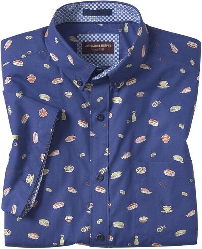 Johnston & Murphy Men's Short Sleeve Sushi Print Shirt in Saudi Arabia