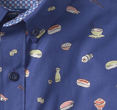 Johnston & Murphy Men's Short Sleeve Sushi Print Shirt in Saudi Arabia