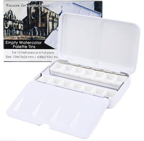 MYARTOOL Empty Watercolor Palette Tins, Metal Watercolor Tin Palette Paint Case with Fold-Out Palette Holds 48 Half Pans for DIY Watercolor Travel Palette, Acrylic Painting in Kuwait