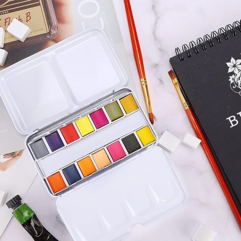 MYARTOOL Empty Watercolor Palette Tins, Metal Watercolor Tin Palette Paint Case with Fold-Out Palette Holds 48 Half Pans for DIY Watercolor Travel Palette, Acrylic Painting in Kuwait