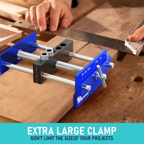 Self Centering Doweling Jig Kit, Drill Jig For Straight Holes Biscuit Joiner Set With 6 Drill Guide Bushings, Adjustable Width Drilling Guide Tool Accessory Jigs (Blue) in Saudi Arabia