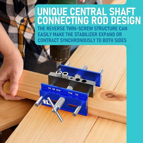 Self Centering Doweling Jig Kit, Drill Jig For Straight Holes Biscuit Joiner Set With 6 Drill Guide Bushings, Adjustable Width Drilling Guide Tool Accessory Jigs (Blue) in Saudi Arabia