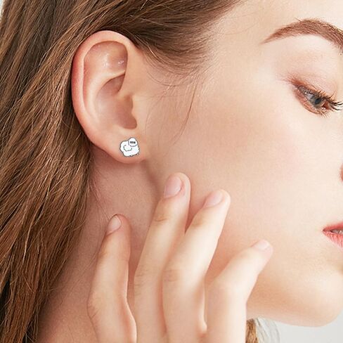Alphm Chicken Earrings for Women 925 Sterling Silver Silkie Chicken/Rooster Stud Earrings Cute Farm Jewelry Chicken Lovers Gift for Mom Daughter Girlfriend in Saudi Arabia