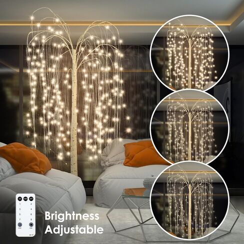 6FT Lighted Willow Tree, Lighted Weeping Willow Artificial Tree with Light-Control for Thanksgiving Christmas Halloween Festival Decor, White in Saudi Arabia