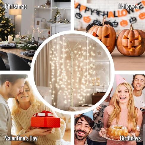6FT Lighted Willow Tree, Lighted Weeping Willow Artificial Tree with Light-Control for Thanksgiving Christmas Halloween Festival Decor, White in Saudi Arabia