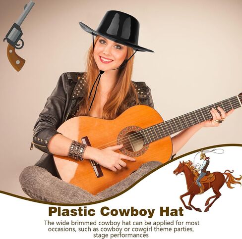 12 Pcs Plastic Cowboy Hats Western Cowgirl Hat Cowboy Costume Hat Bulk for Adult Men Women Halloween Cosplay Party in Kuwait