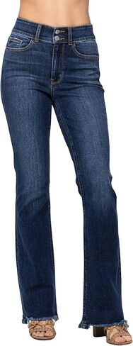 Judy Blue Women's High-Waisted Vintage Frayed Hem Bootcut Jeans in Kuwait