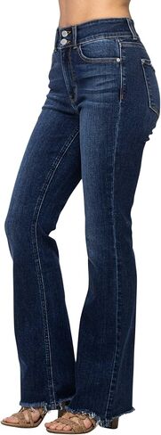 Judy Blue Women's High-Waisted Vintage Frayed Hem Bootcut Jeans in Kuwait