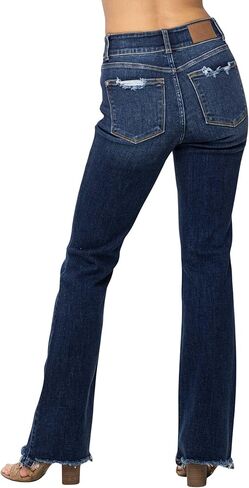 Judy Blue Women's High-Waisted Vintage Frayed Hem Bootcut Jeans in Kuwait