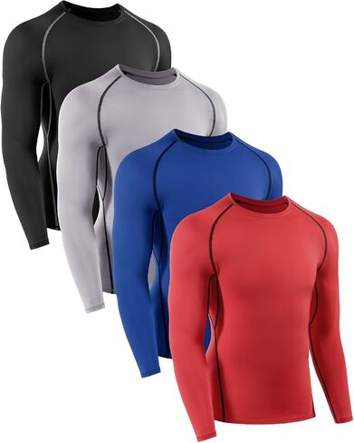 Boys Compression Shirts Youth Compression Shirt Long Sleeve Boys Athletic Baselayer 4,5 Pack in Saudi Arabia