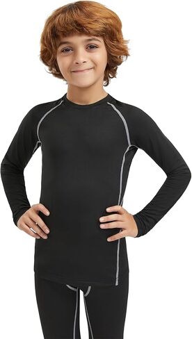 Boys Compression Shirts Youth Compression Shirt Long Sleeve Boys Athletic Baselayer 4,5 Pack in Saudi Arabia