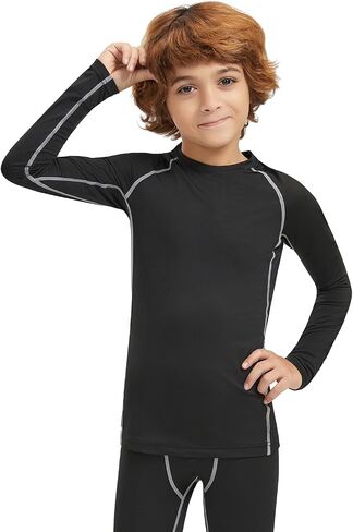 Boys Compression Shirts Youth Compression Shirt Long Sleeve Boys Athletic Baselayer 4,5 Pack in Saudi Arabia