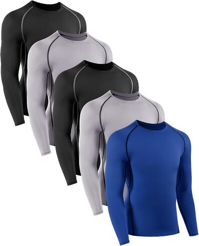 Boys Compression Shirts Youth Compression Shirt Long Sleeve Boys Athletic Baselayer 4,5 Pack in Saudi Arabia