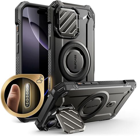 حافظة SUPCASE لهاتف iPhone 16 Pro Max مع حامل غطاء الكاميرا (UBMag XT)، [متوافقة مع MagSafe] [مسند مدمج] [حماية من الدرجة العسكرية] حافظة هاتف مغناطيسية متينة شديدة التحمل، أسود in Saudi Arabia